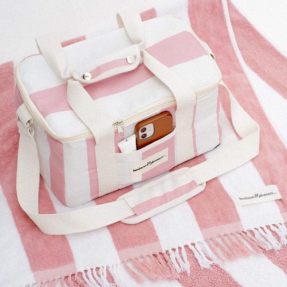 Business & Pleasure Co. The Holiday Cooler Bag - Pink Capri Stripe - Picture 6 of 10